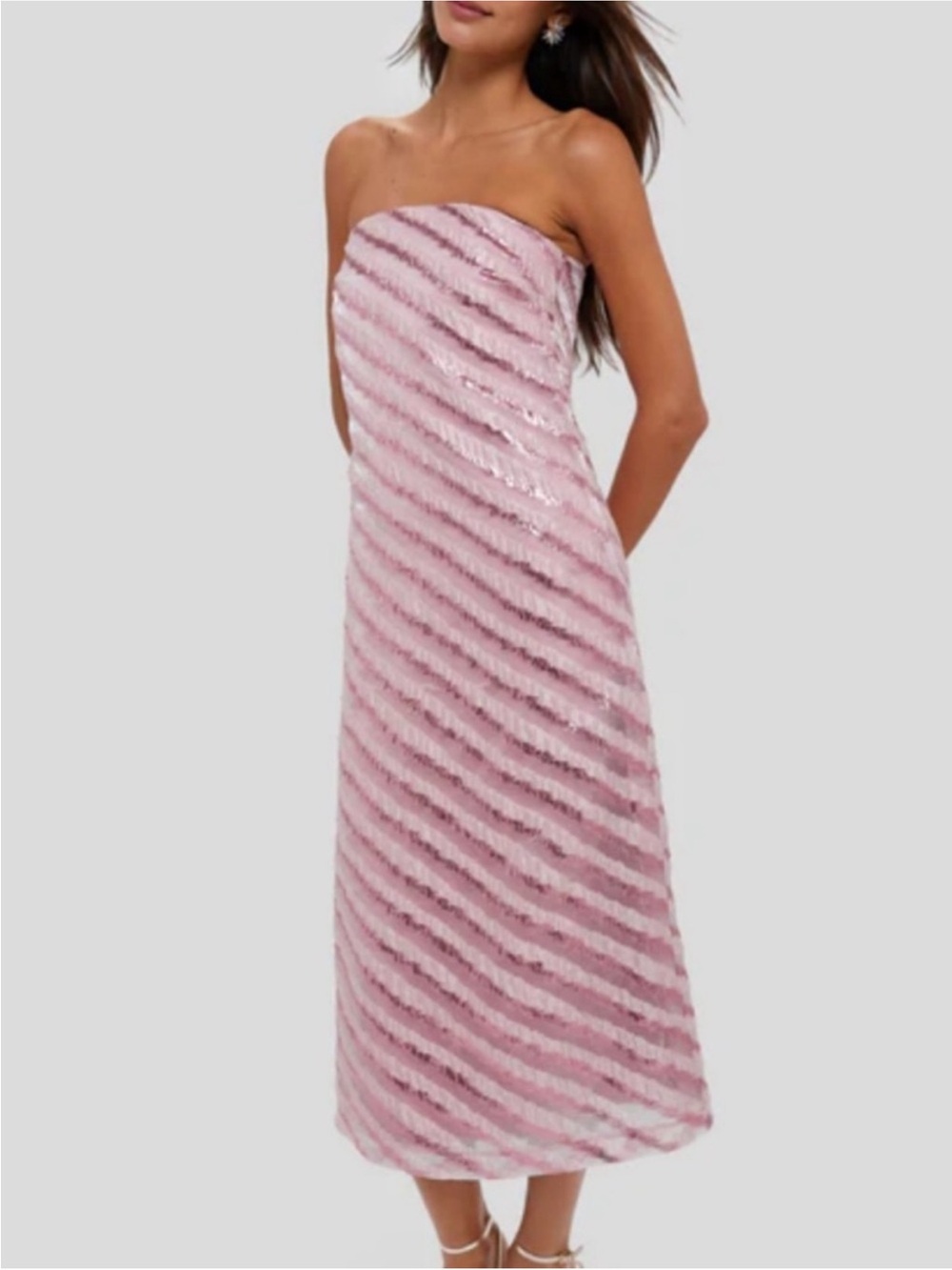 Tuckernuck Hyacinth House Soft Stripes Mila Strapless Midi Dress Size XL NWT